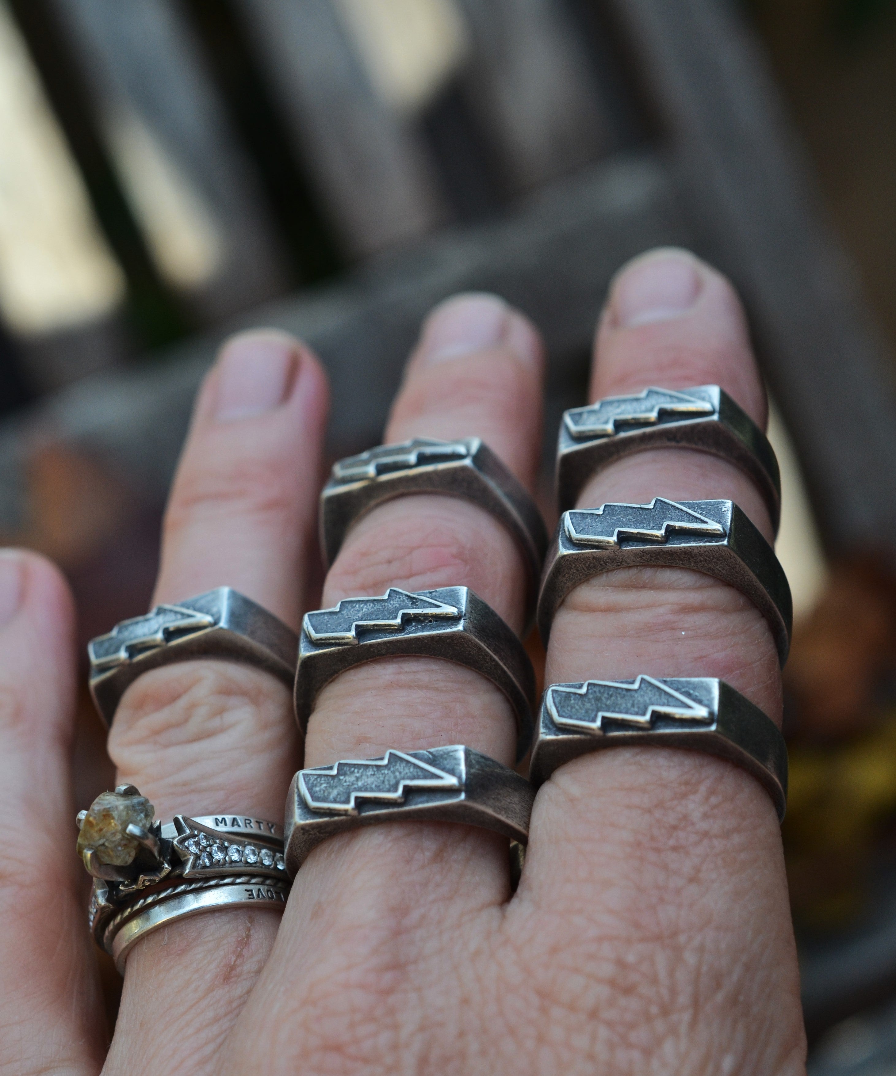 Lightning Bolt Ring  - Sterling Silver - LIMITED Sizes