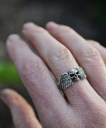 Winged Skull Ring - Sterling Silver - Sizes 6-12