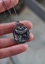 Skull Charm -  Floral Banner/Mermaid Tail - Lapis Lazuli - Chain Included