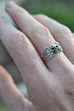 Winged Skull Ring - Sterling Silver - Sizes 6-12