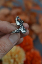 Halloween Skull and Bones Ring - Ghostie - Onyx and Carnelian - Size 7.5