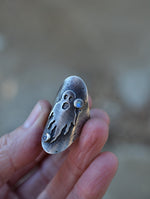 Ghastly Ghost Ring  - Rainbow Moonstone - Size 7