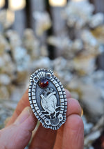 Anatomical Heart Cameo Ring - Garnet - Size 10