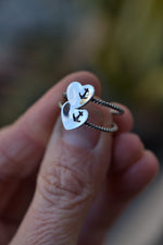 Heart of the Sea - Sterling Silver Heart/Anchor Ring-  SIZES 6-10 are Available