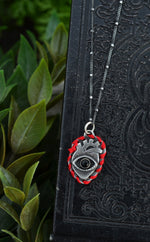 Anatomical Mended Heart - Black Onyx with Red Thread - 18" Chain Included