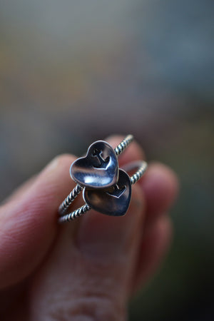 Heart of the Sea - Sterling Silver Heart/Anchor Ring-  SIZES 7-10 are Available