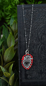 Anatomical Mended Heart - Black Onyx with Red Thread - 18" Chain Included