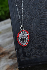 Anatomical Mended Heart - Black Onyx with Red Thread - 18" Chain Included