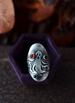 Spooky Spirit Ring  - Carnelian and Black Onyx Gemstones - Will Fit Like a Size 8.5