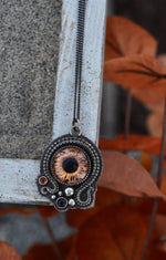 Kraken Necklace - Deep Sea Eye  - Carnelian and Black Onyx - 24" Curb Chain Included