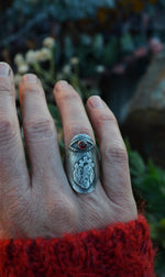 Third Eye Anatomical Heart Ring - Garnet  - Will fit like a Size 7.25