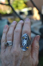 Ghastly Ghost Ring - 3 Citrine - Will Fit Like a Size 10.5