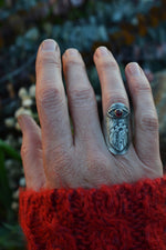 Third Eye Anatomical Heart Ring - Garnet  - Will fit like a Size 7.25