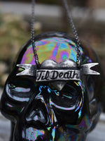 Tattoo Heart Til Death Banner Necklace - Sterling Silver