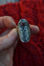 Third Eye Anatomical Heart Ring - Garnet  - Will fit like a Size 7.25
