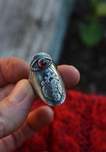 Third Eye Anatomical Heart Ring - Garnet  - Will fit like a Size 7.25