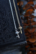 Magic Mushroom Charm - Sterling Silver or Brass - 18" Chain Included