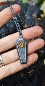 On Sale! Gemstone Coffin Necklace - Citrine - 18" Chain Included