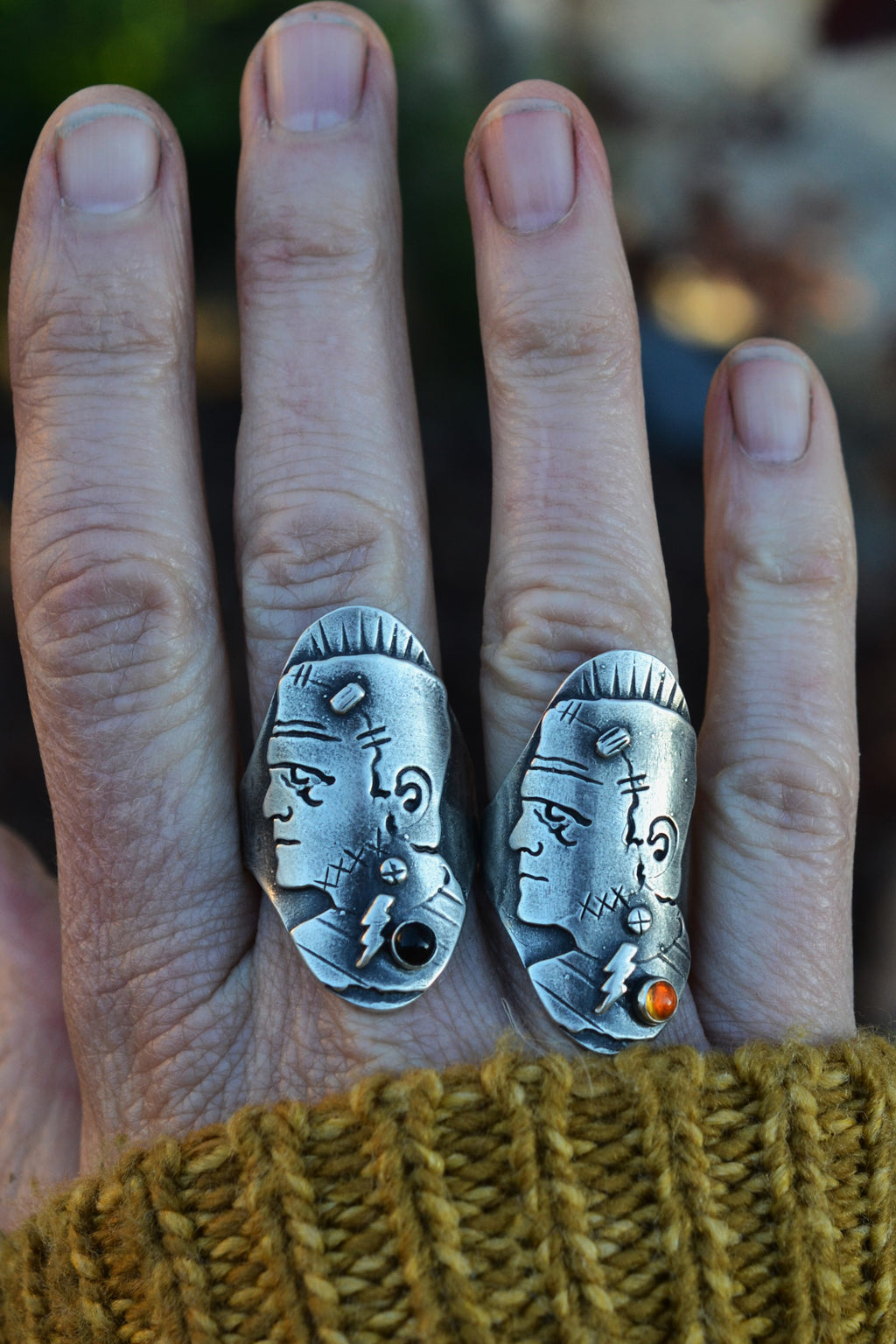 Frankenstein's Monster Ring - CAST in Sterling Silver - Choose Your Size - Made to Order!