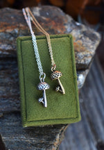 Magic Mushroom Charm - Sterling Silver or Brass - 18" Chain Included