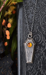 On Sale! Gemstone Coffin Necklace - Citrine - 18" Chain Included