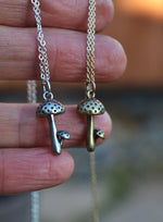 Magic Mushroom Charm - Sterling Silver or Brass - 18" Chain Included