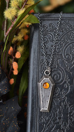 On Sale! Gemstone Coffin Necklace - Citrine - 18" Chain Included