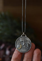 The Fortune Teller CRESCENT MOON - Double Sided Lucky Medallion - 24" Box Chain Included