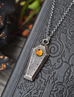 On Sale! Gemstone Coffin Necklace - Citrine - 18" Chain Included