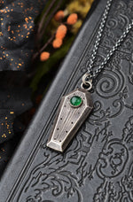On Sale! Gemstone Coffin Necklace - Green Onyx - 18" Chain Included