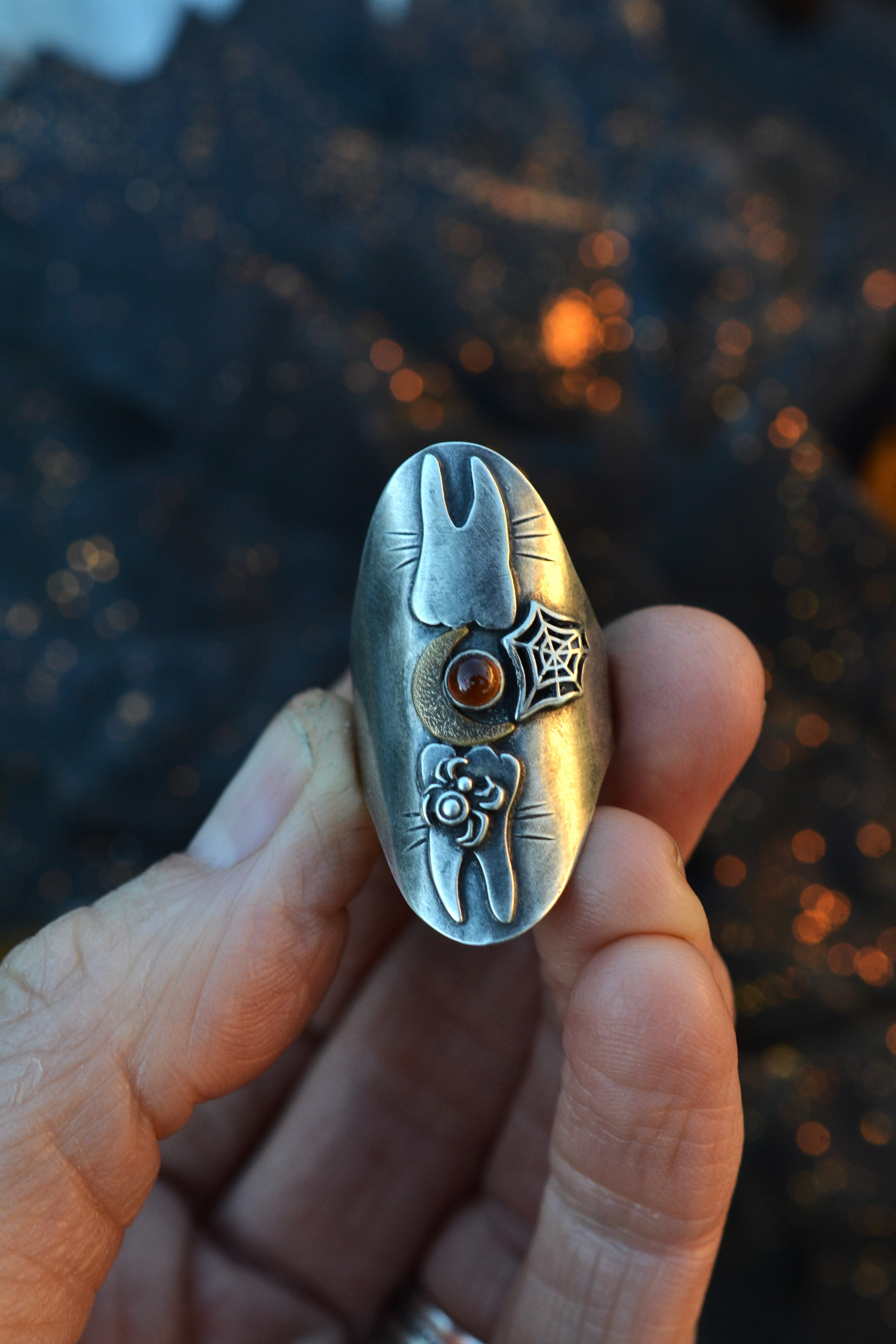 Tooth Decay Spooky Molars Ring - Carnelian  - Will Fit Like a Size 7