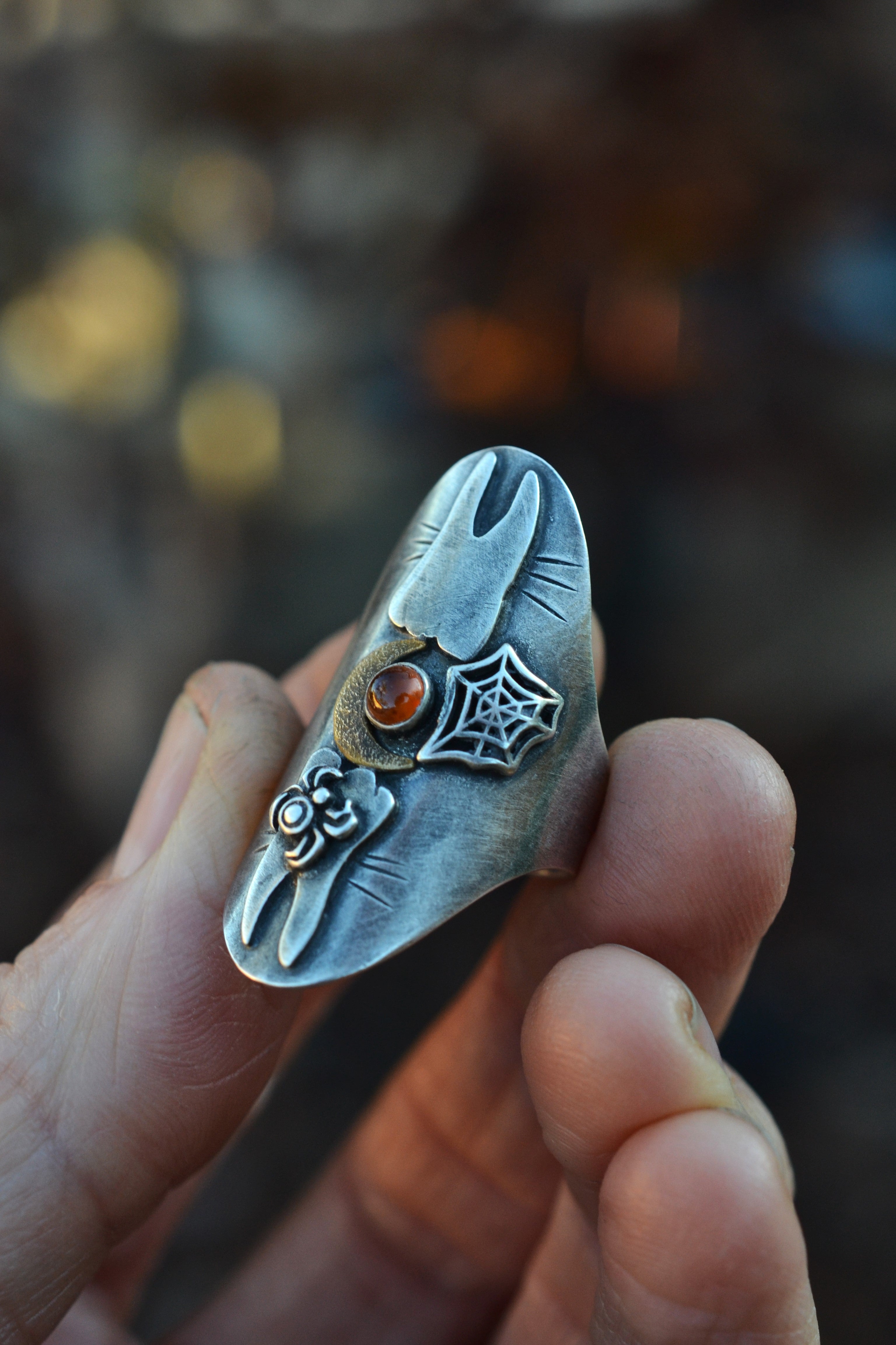 Tooth Decay Spooky Molars Ring - Carnelian  - Will Fit Like a Size 7