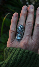SALE! Third Eye Hamsa Hand Ring - Carnelian - Will fit like a Size 7