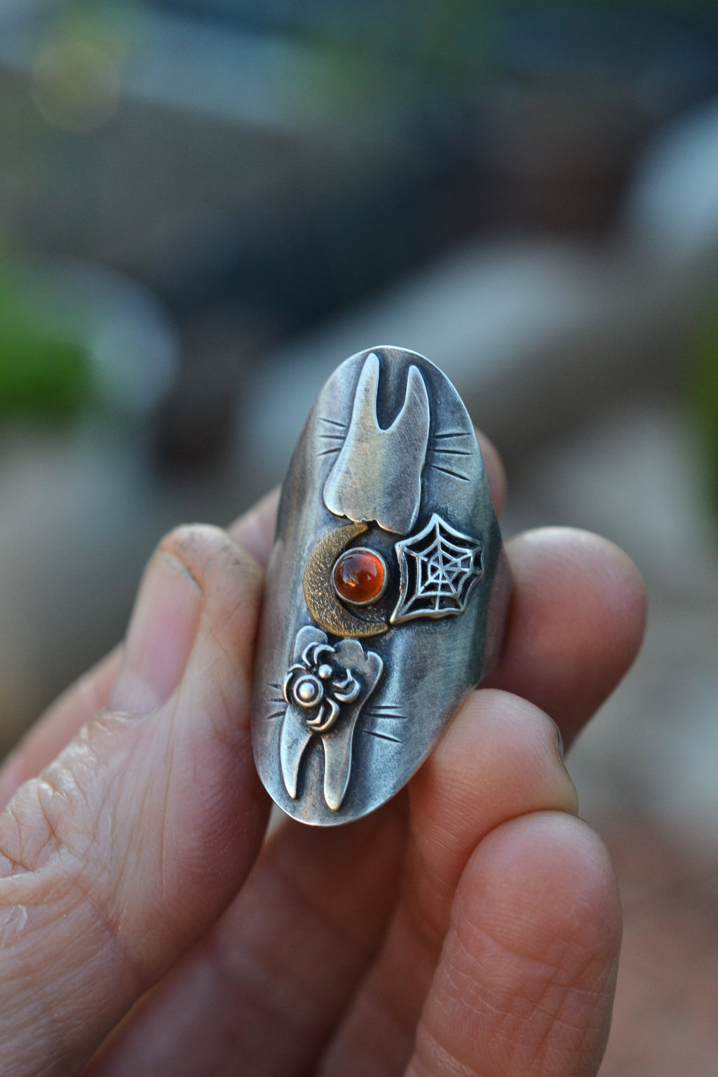 Tooth Decay Spooky Molars Ring - Carnelian  - Will Fit Like a Size 7
