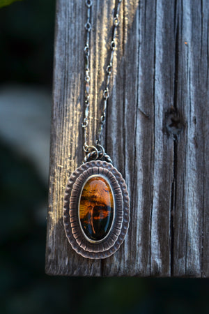 Creatures of the Night Necklace - Flying Bats - Amber - 18" chain