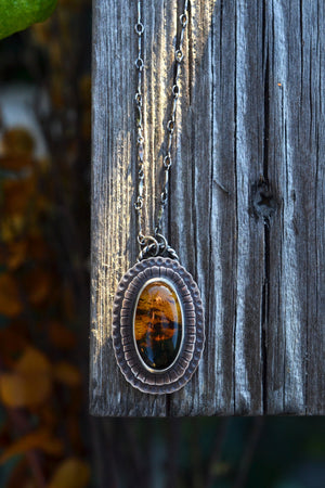 Creatures of the Night Necklace - Flying Bats - Amber - 18" chain