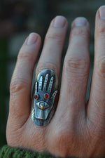 SALE! Third Eye Hamsa Hand Ring - Carnelian - Will fit like a Size 7