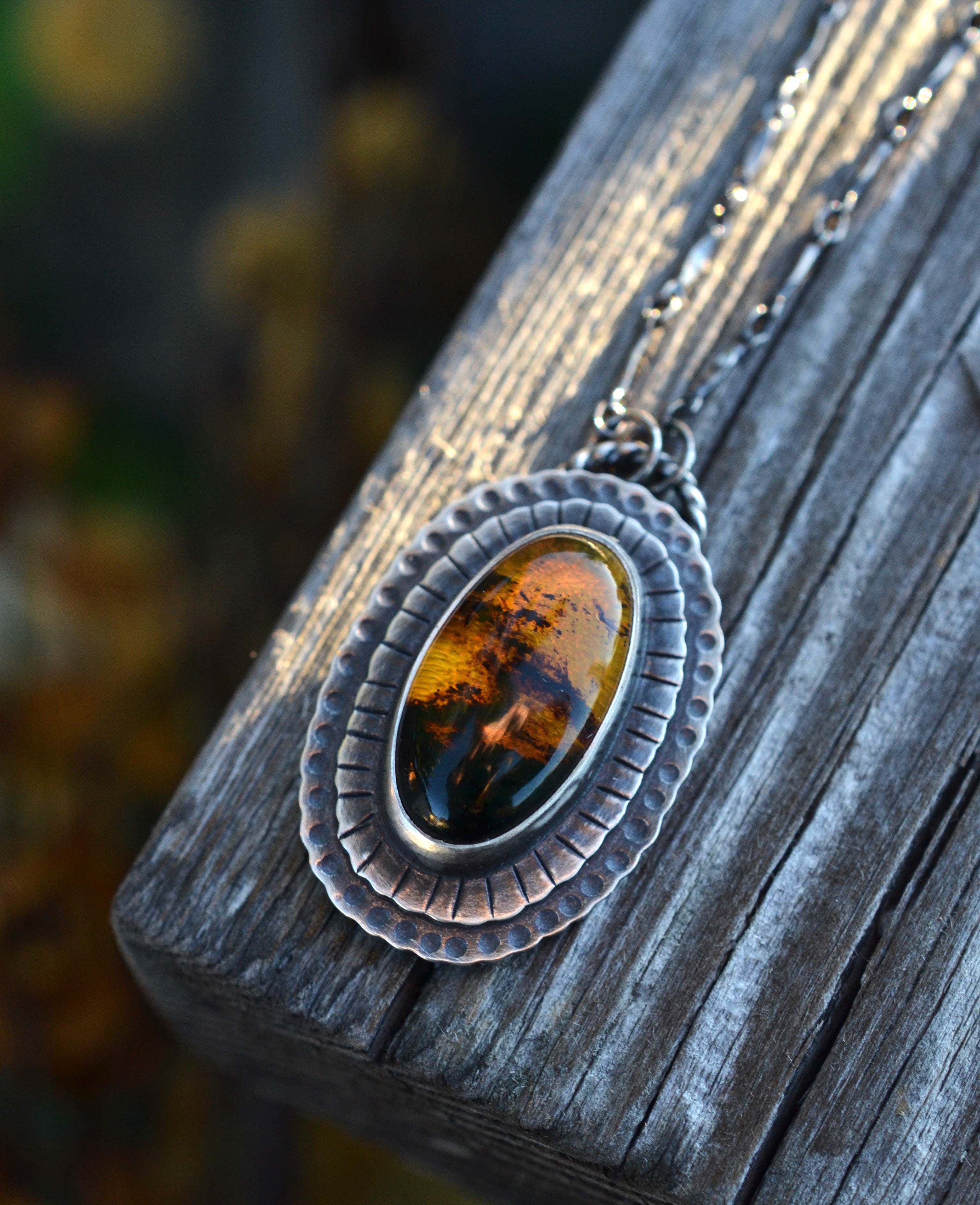 Creatures of the Night Necklace - Flying Bats - Amber - 18" chain