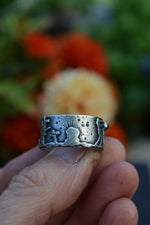 TWD - Walking Dead Zombie Graveyard Ring - Hessonite Garnet and Black Onyx - Size 10.5