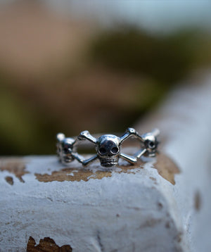 Skull and Crossbones Ring - Sterling Silver - Only 1 Ring in Size 5 is Left!