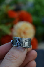 TWD - Walking Dead Zombie Graveyard Ring - Hessonite Garnet and Black Onyx - Size 10.5