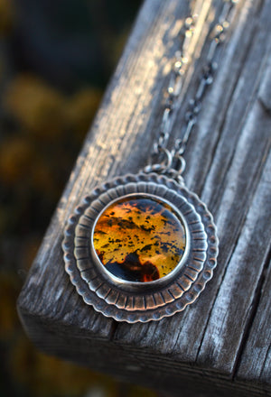 Creatures of the Night Necklace - Flying Bats - Amber - 18" chain with 2" Extender