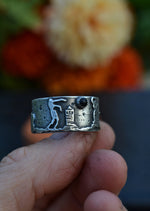TWD - Walking Dead Zombie Graveyard Ring - Hessonite Garnet and Black Onyx - Size 10.5