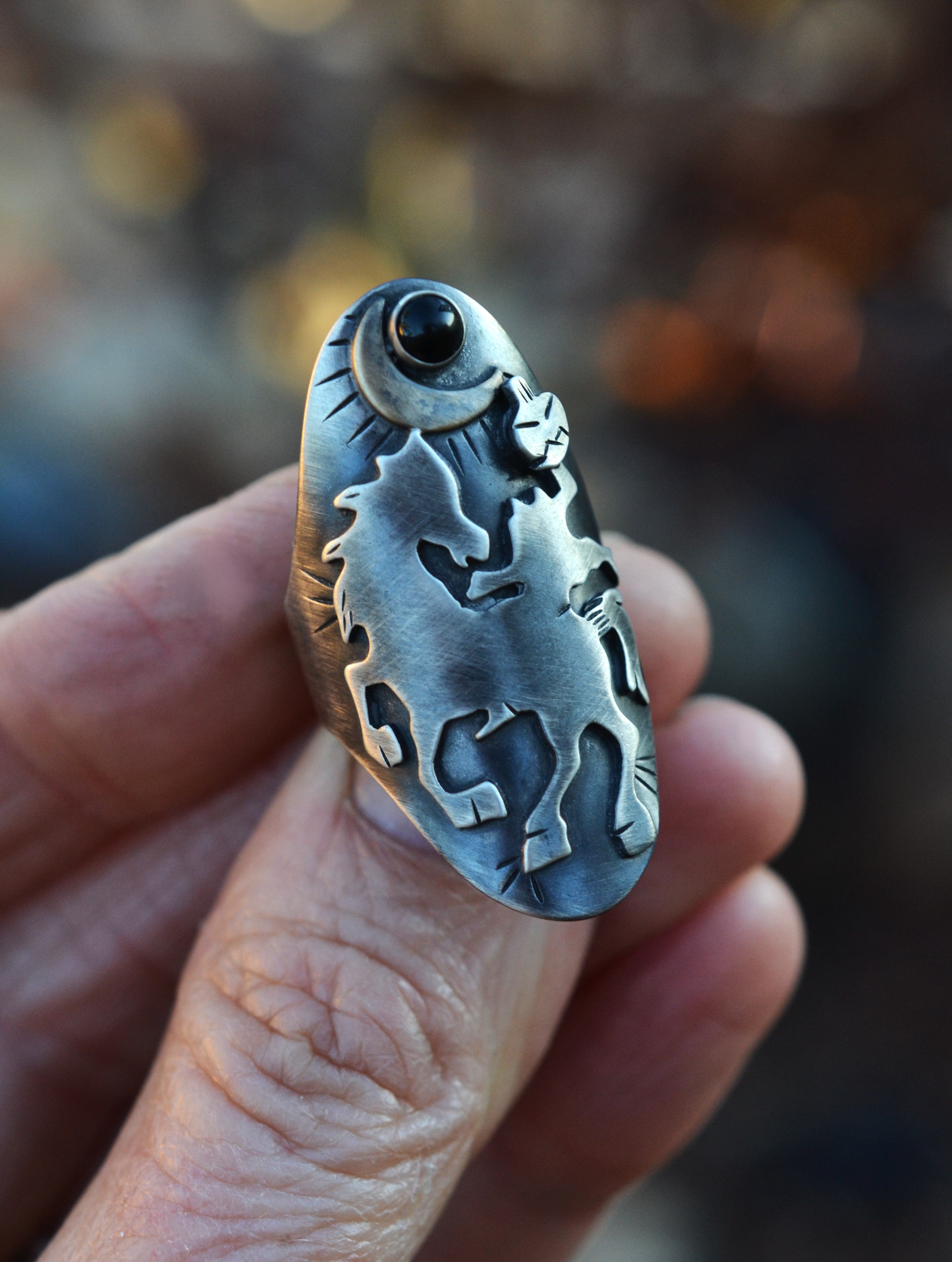 Sleepy Hollow Ring - Size 7.5 - Sterling Silver - Black Onyx - On Sale!