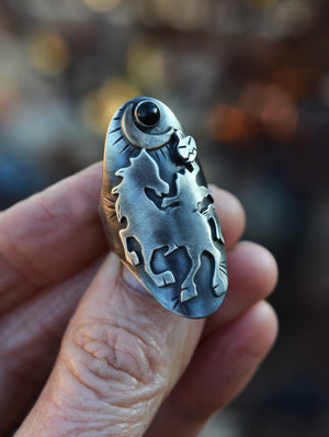 Sleepy Hollow Ring - Size 7.5 - Sterling Silver - Black Onyx - On Sale!