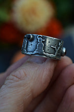 TWD - Walking Dead Zombie Graveyard Ring - Hessonite Garnet and Black Onyx - Size 10.5
