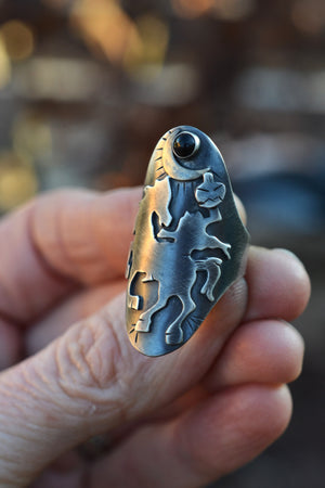 Sleepy Hollow Ring - Size 7.5 - Sterling Silver - Black Onyx - On Sale!