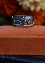TWD - Walking Dead Zombie Graveyard Ring - Hessonite Garnet and Black Onyx - Size 10.5