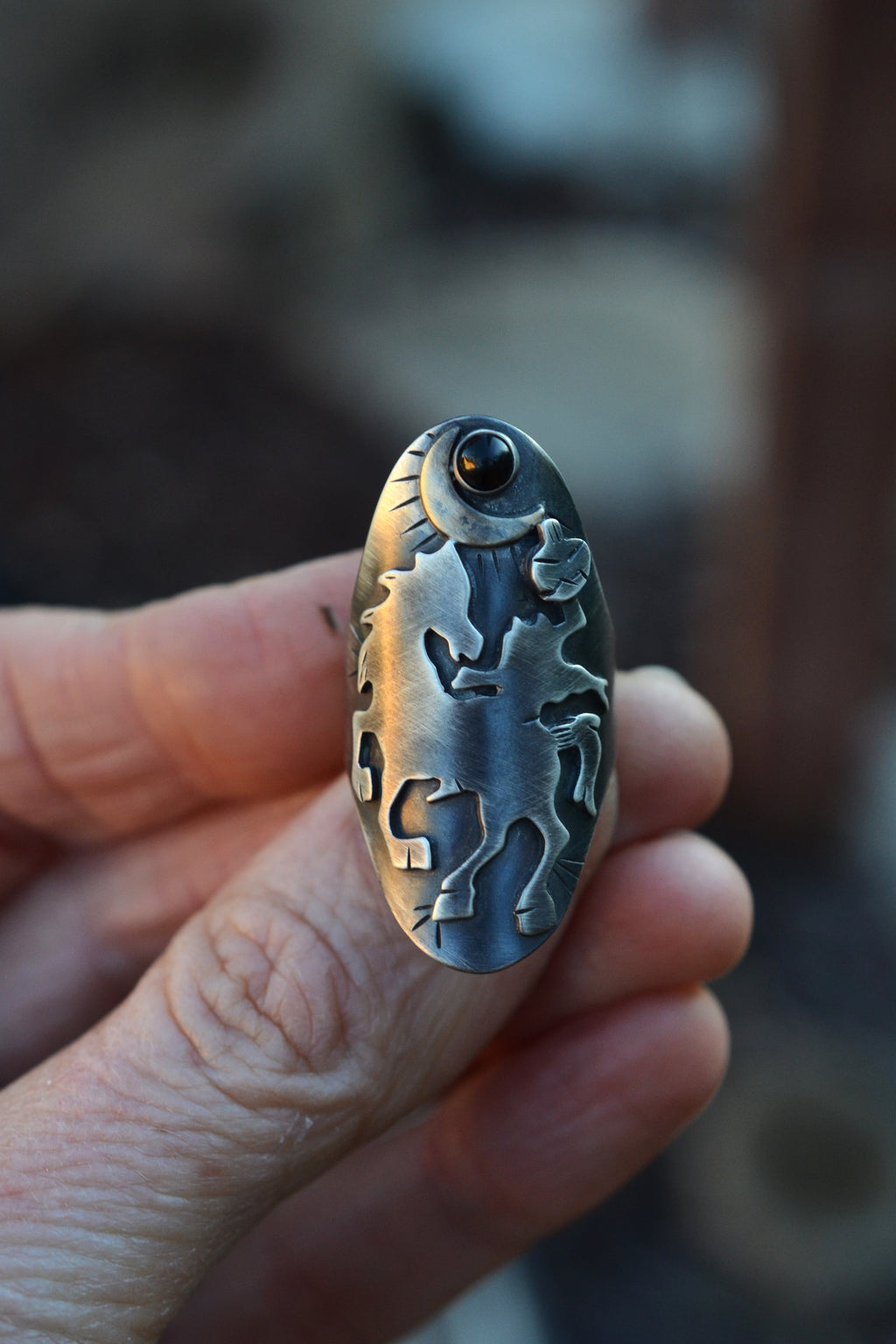 Sleepy Hollow Ring - Size 7.5 - Sterling Silver - Black Onyx - On Sale!