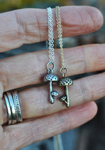 Magic Mushroom Charm - Sterling Silver or Brass - 18" Chain Included
